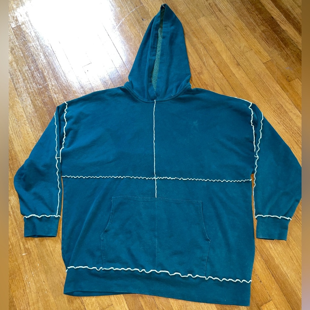 Green Hoodie with Light Green Stitching